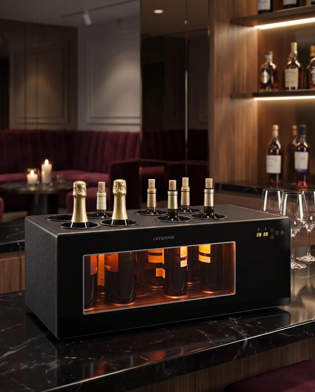 Cavanova/Cave à vin horizontale 8 bouteilles double températures compresseur system