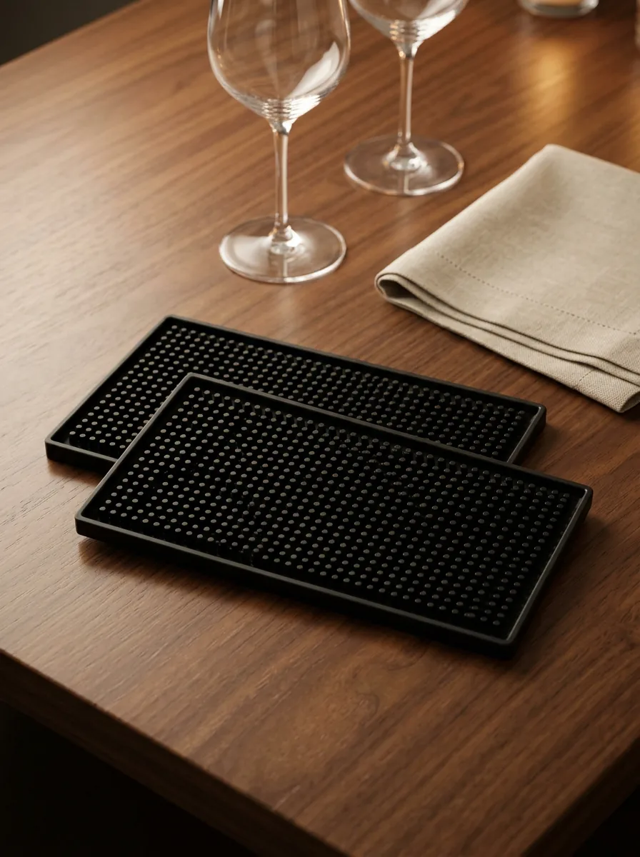 Rose et Bouchon | Tapis de bar PVC 45x30 cm – Maîtrise du service