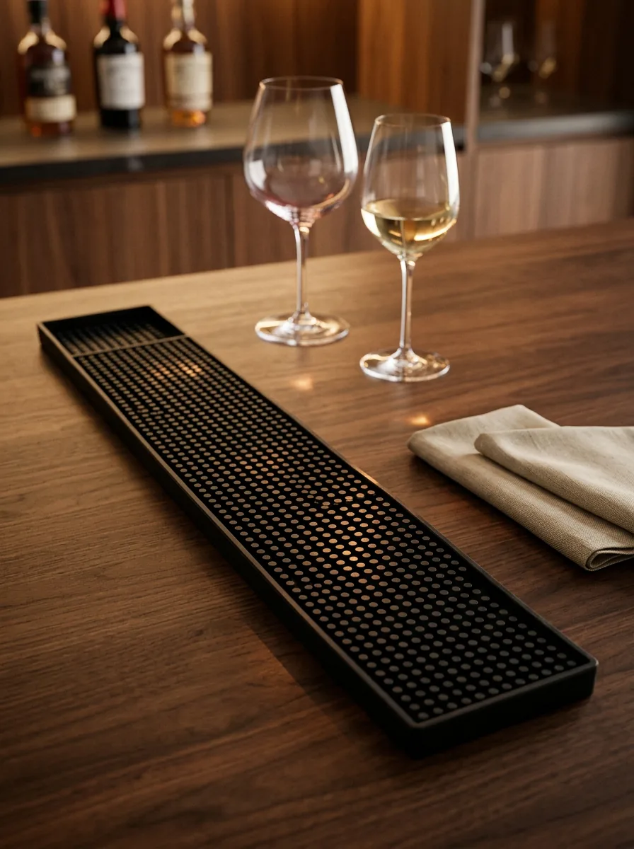 Rose et Bouchon | Tapis de bar PVC 60x8 cm – Service net, gestes précis