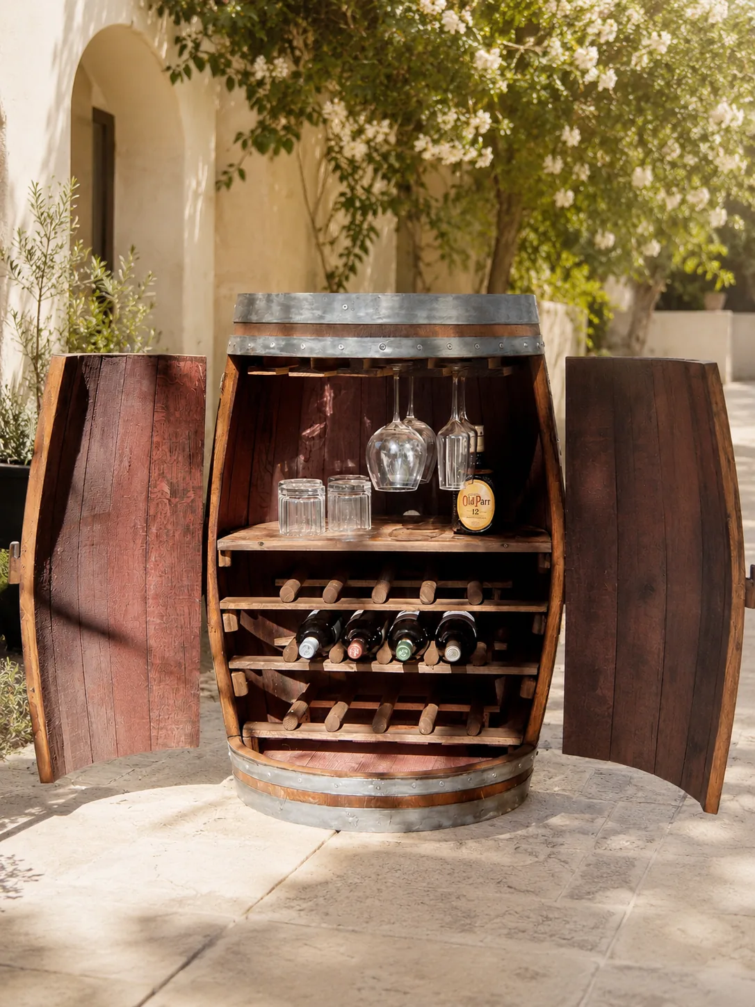 Rose et Bouchon | Tonneau armoire bois — Stocker bouteilles et verres — produit